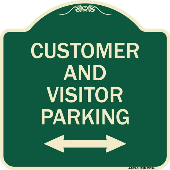 SignMission Designer Series Sign - Reserved Parking Sign Customer and Visitor Parking (Bidirectional Arrow) | Green & Tan 18" X 18" Heavy-Gauge Aluminum Architectural Sign | Made in the