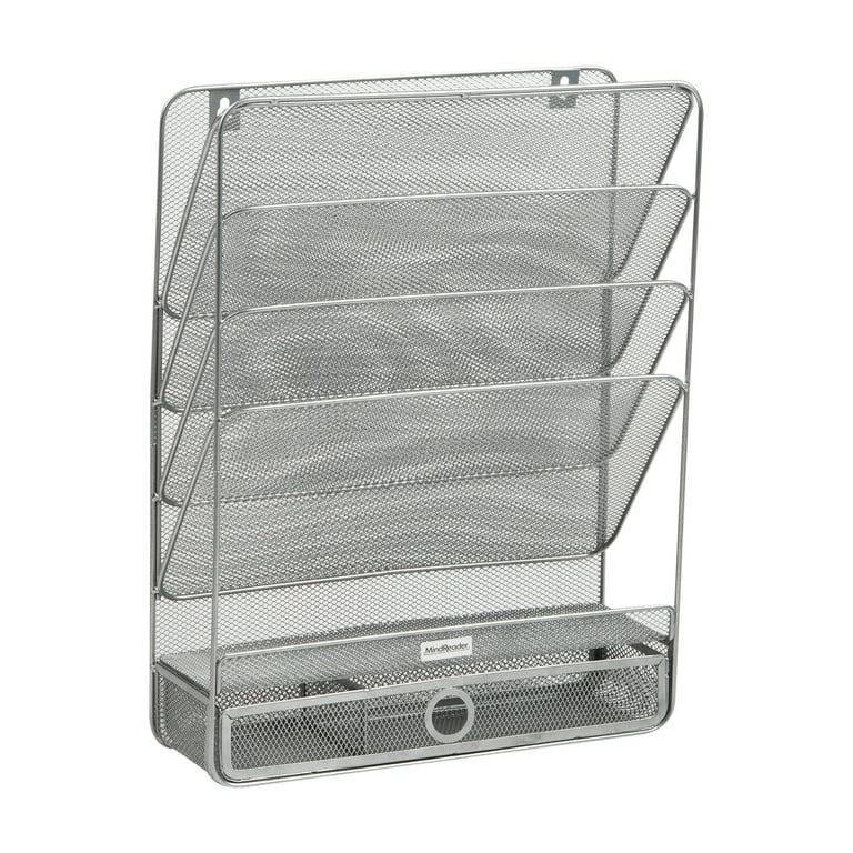 Mind Reader 4-Tier Vertical File Organizer, Silver photo 7