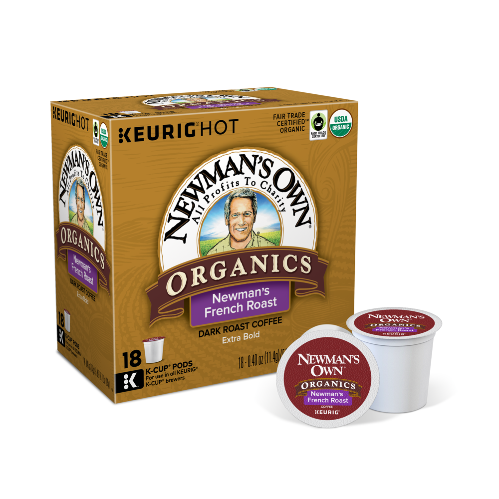 Newman's Own Organics Dark French Roast KCup Coffee Pods, 18 Count for