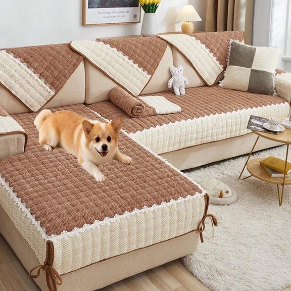 Lanola Couch Cover for Dogs Washable, Fuzzy Pet Couch for Cushion Sofa Covers， Anti-Shedding，Non Slip Sofa Cover，Suitable for People who Keep Pets at Home