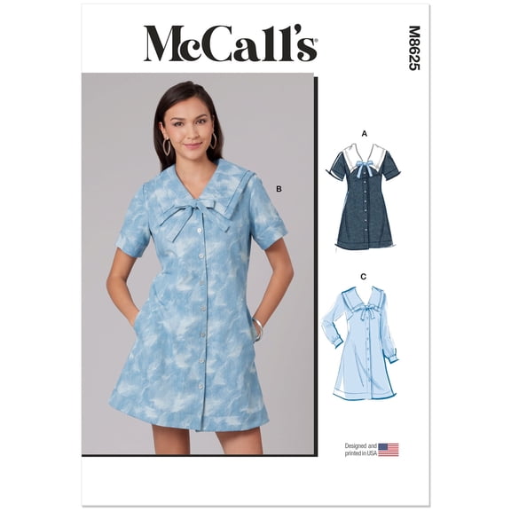 McCall's Sewing Pattern 8625 - Misses' Dress with Sleeve Variations, Size: A8 (4-6-8-10-12-14-16-18)