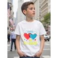thumbnail image 1 of Boys/Girls Friendship Theme Back To School Cotton Graphic Tees, Black Casual Style Summer Tops With Heart And Star Pattern, Gift For First Day Of School, 1 of 2