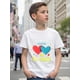 thumbnail image 1 of Boys/Girls Friendship Theme Back To School Cotton Graphic Tees, Black Casual Style Summer Tops With Heart And Star Pattern, Gift For First Day Of School, 1 of 2