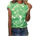 thumbnail image 5 of Meichang T-Shirts St Patrick's Day pour Femmes Imprimé Trèfle Col Rond Vert Manches Courtes T-Shirts Décontractés Joyeux St Patricks Day Tops, 5 of 5