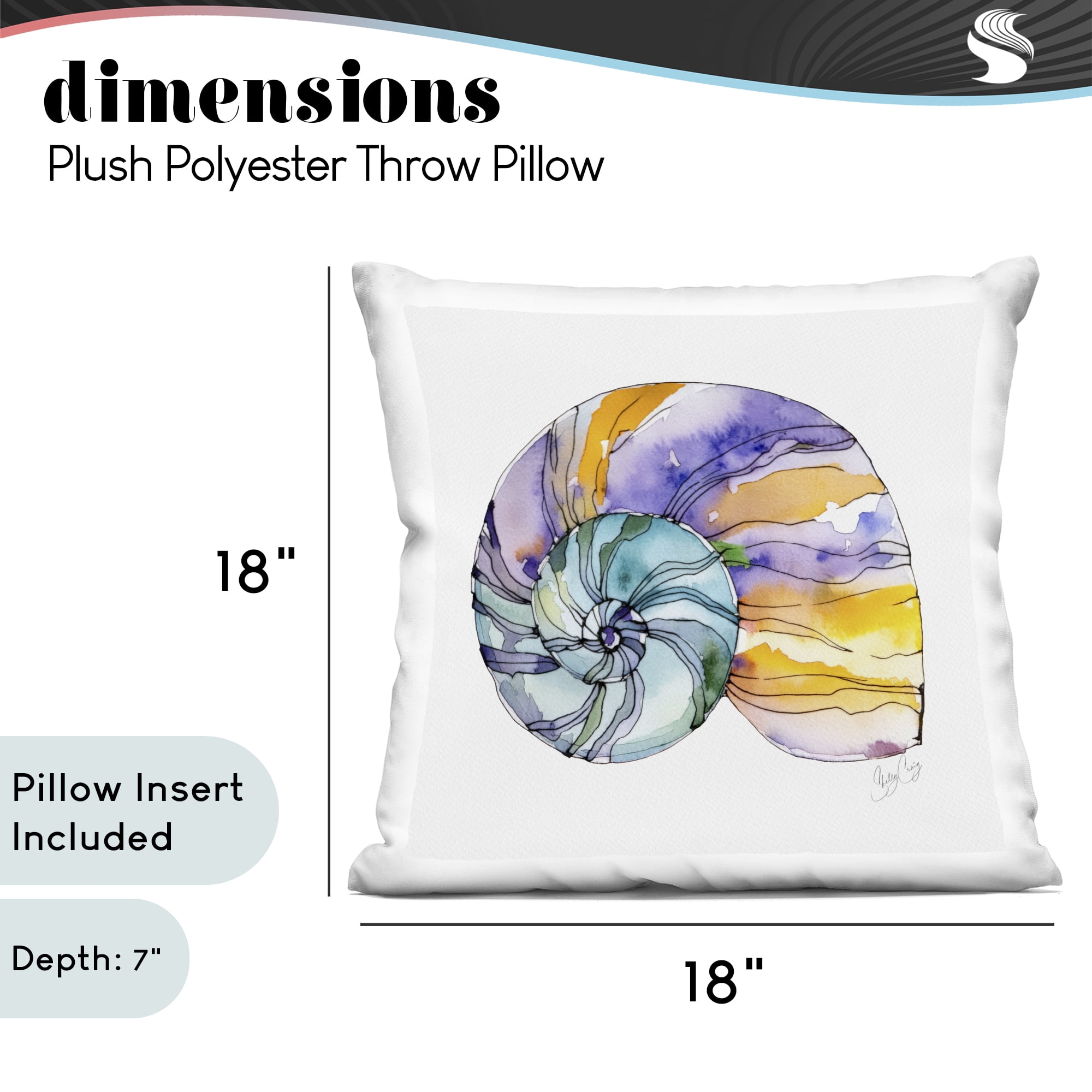 Stupell Industries Sunlit Striped Nautilus Decorative Printed Throw Pillow, design by Shelly Craig, 18 x 7 x 18