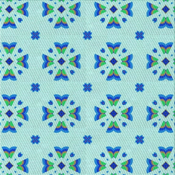 Ahgly Company Machine Washable Indoor Square Transitional Aquamarine Green Area Rugs, 4' Square