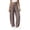 Brown, variant on Women's High Waist Front Pleated Linen Blend Straight Pants with Side Pockets Solid Sage Green Loose Summer Casual Long Trousers
