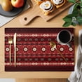 thumbnail image 2 of Red Black Boho Placemats Set of 6 Vintage Ethnic Tribe Abstract Art Retro Place Mats Indoor Wipeable Table Mats Washable Cloth Dining Table Placemats for Kitchen Holiday Party Home Decor 13x19 Inch, 2 of 9