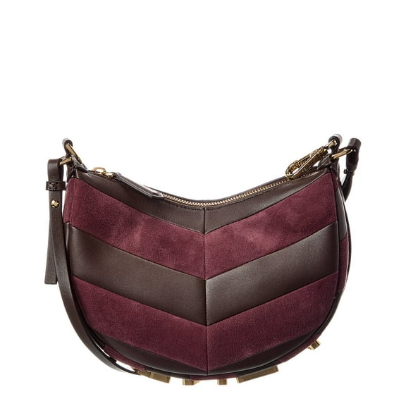 FENDI Fendigraphy Mini Leather & Suede Hobo Bag, Green