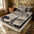 thumbnail image 2 of Erosebridal Mountain Bear Wildlife Zipper Full Size Comforter Sets with Fitted Sheet and 2 Pillowcases for Boys Men, Coniferous Tree Print Zipper Bedding Set, Beige, Reversible, 4-Piece, 2 of 7