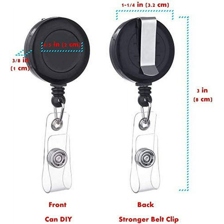 QREEL - 2 Pack - Retractable ID Name Badge Holder Reels with Swivel Alligator Clip (Black)