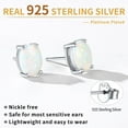thumbnail image 2 of ChicSilver Stud Earrings for Women 925 Sterling Silver Created White Opal Zircon Oval Studs Jewelry Gift Hypoallergenic Earrings for Sensitive Ears, 2 of 7