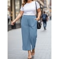 thumbnail image 6 of Gleelist Women's Plus Size Wide Leg Pants Lightweight Casual High Waist Side Slit Flowy Lounge Trouser With Pockets XL-5XL, 6 of 7
