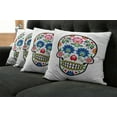 thumbnail image 2 of Ambesonne Sugar Skull Throw Pillow Cover 4 Pack, Polish Folk Art, 16", Multicolor, 2 of 6