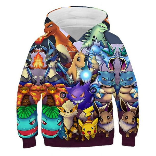 Kid Pokemon Hoodie Sweatshirt Children Hoodies Autumn Winter Pikachu Pullovers Boys Girls Tops Coats Kids Boys Clothes 3 14Years Walmart