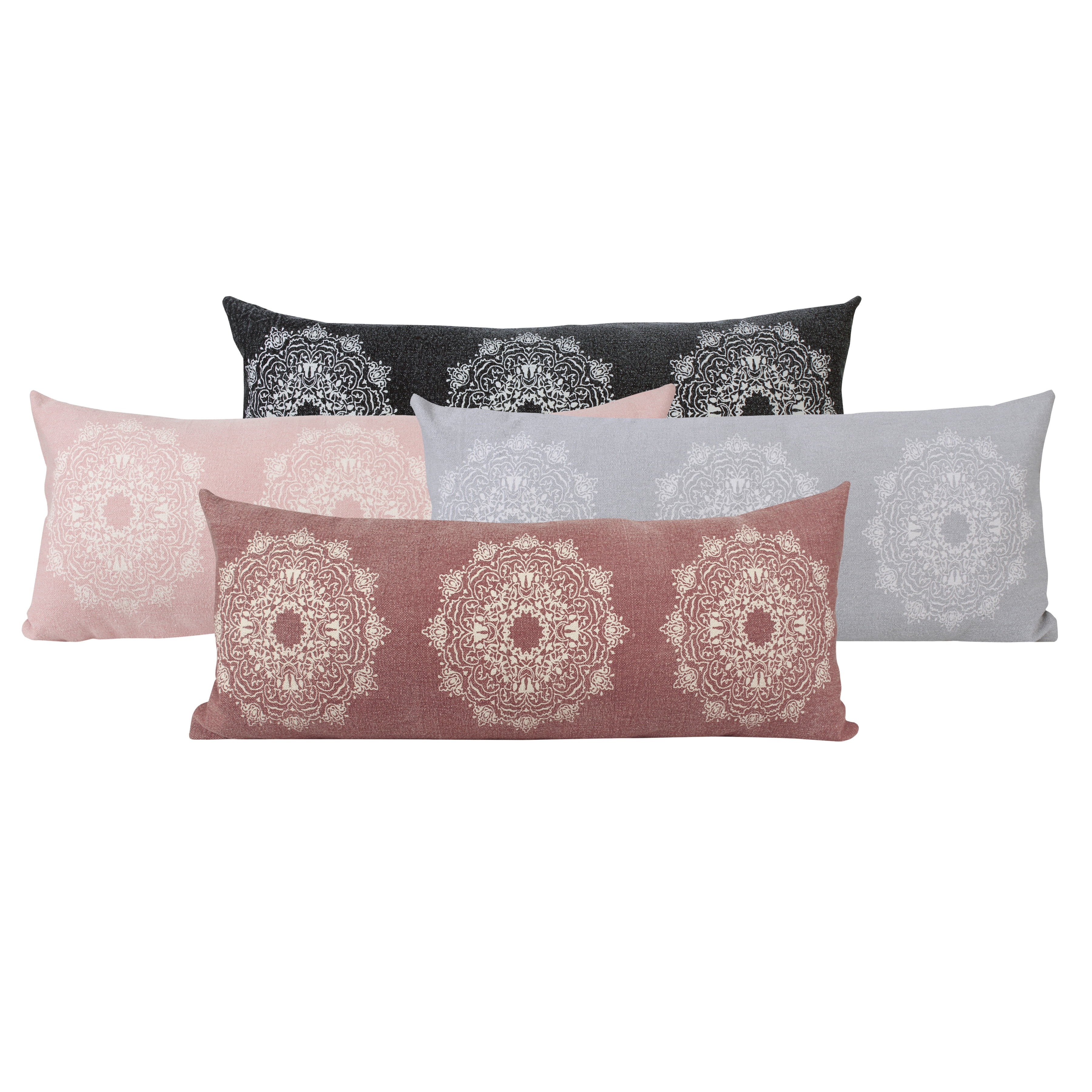 Ox Bay Ava 14" x 36" Black/White Medallion Cotton Adult Decorative Throw Pillow Cover