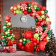 thumbnail image 1 of Kit de arco de guirnalda de globos navideños con globo navideño rojo, dorado, verde oscuro, globo verde fresco y globos de caramelo, globos en caja de regalo, estrella roja, 1 of 5