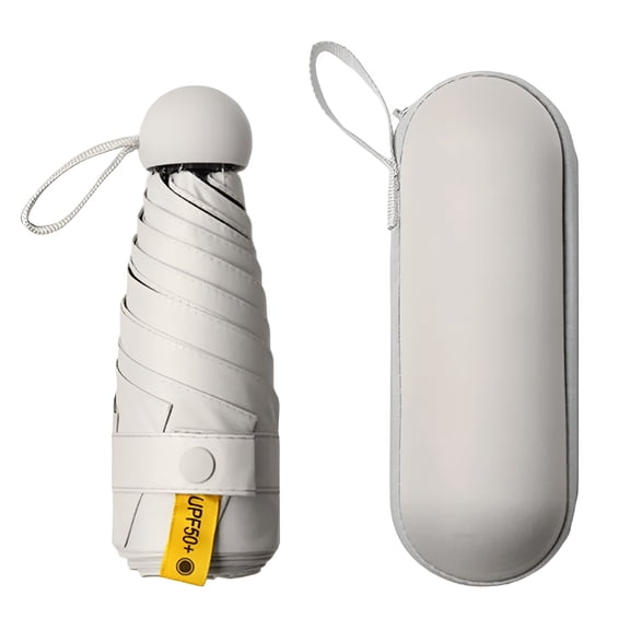 GASTROPOD Mini Capsule Umbrella White Umbrella Parasol Anti-Uv Black Coating Pocket Umbrella for Sun and Rain Outdoor Travel Parasol White 6 Ribs