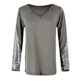 thumbnail image 4 of tklpehg Womens Tops Dressy Casual Long Sleeve Shirts Solid Color Casual Ladies Tops Fall Crewneck Tunic Tops Loose Lightweight Blouse Pullover Top Gray M, 4 of 5