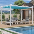 thumbnail image 2 of PURPLE LEAF 10' x 13' Outdoor Retractable Pergola Heavy-Duty Aluminum White Pergola with Sun Shade Canopy Patio Modern Shelter for Garden Porch Yard Deck Beach Grape Trellis, Turquoise Blue, 2 of 11