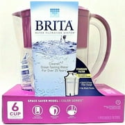 Brita Space Saver 6-Cup Pitcher with 2 Filters - Purple