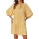 thumbnail image 1 of Vestido Casual Mini con Volantes de Manga 3/4 en V Floral para Mujeres XL Amarillo, 1 of 6