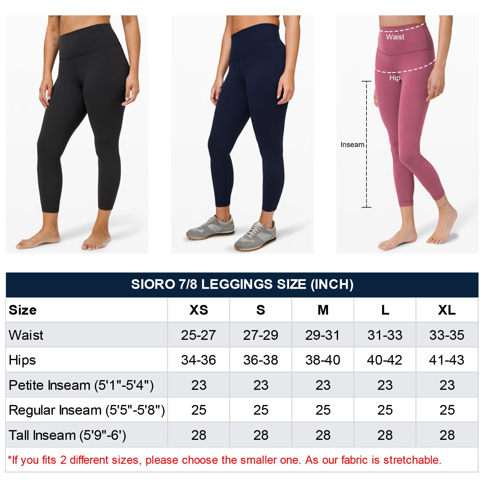 High Waisted Yoga Pants 7/8 Length Leggings with Pockets SIORO Leggings for Women 