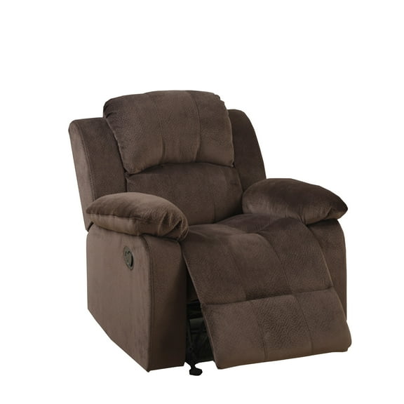 Rocker Recliner In Choco Brown Faux Suede Fabric