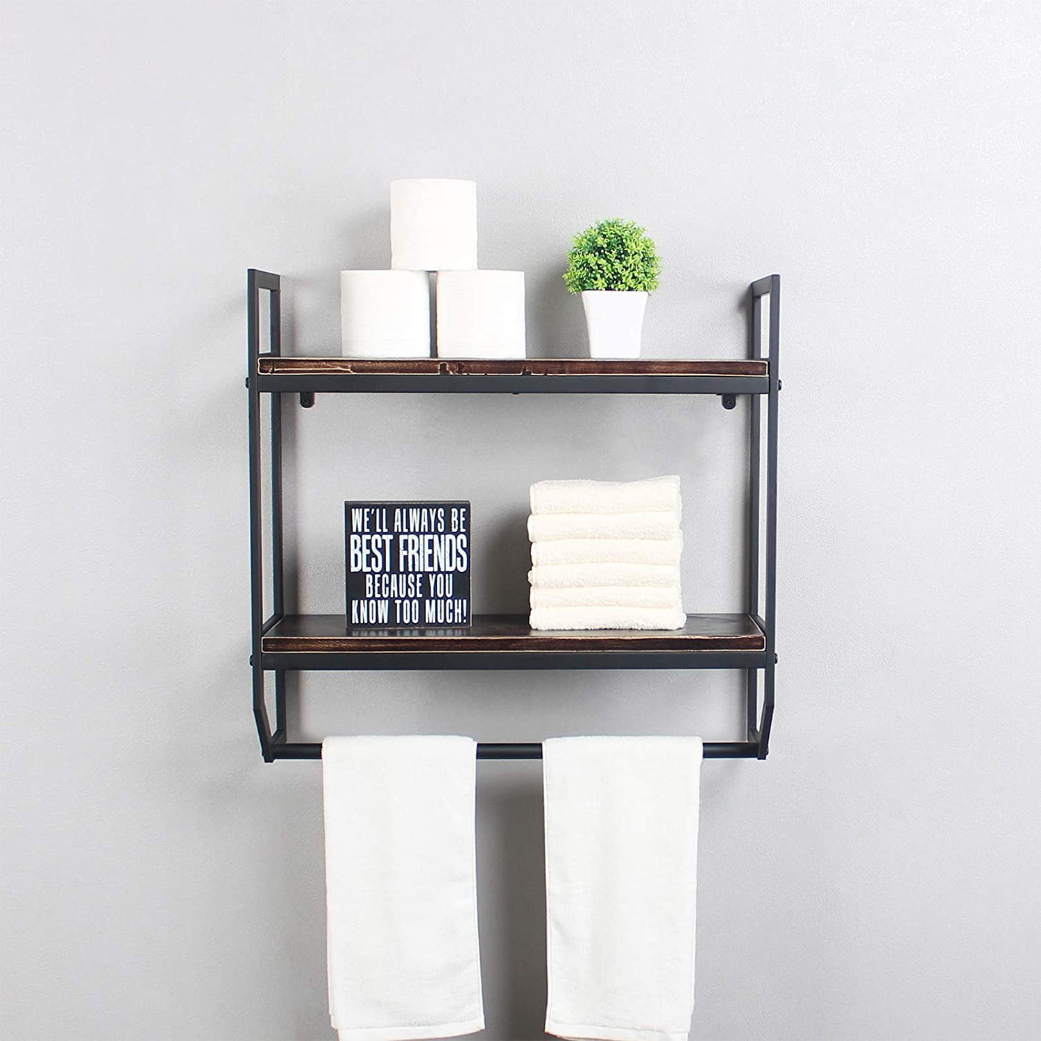 LOKO 2-Tier Bathroom Towel Rack with Shelf, Industrial Over The