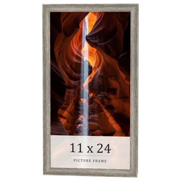 11x24 Frame Grey Solid Wood Picture Frame Width 1 Inches | Interior Frame Depth 0.5 Inches |