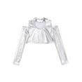 thumbnail image 6 of CHICTRY Girls Shiny Metallic Crop Top Kids Long Sleeve Tank Top for Jazz Hip Hop Performance A Silver 10, 6 of 7