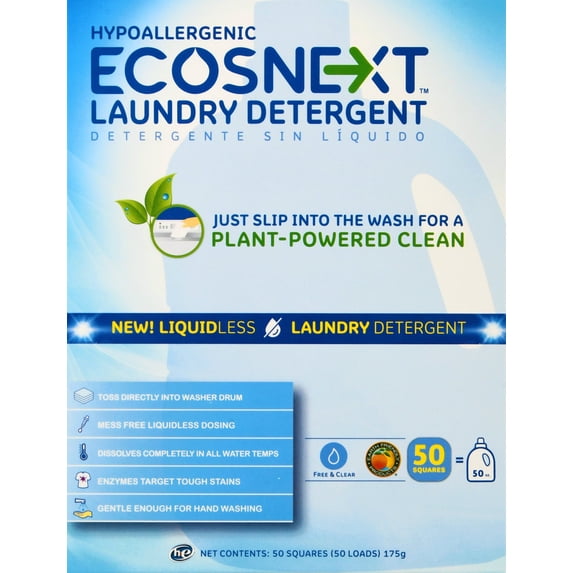 ECOSNextâ„¢ Liquidless Laundry Detergent Squares, 50ct, Free & Clear Pack Of 10
