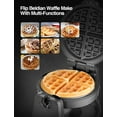 AICOOK 180° Flip Belgian Waffle Maker, Waffle Iron, Stainless steel, 4Slice, Nonstick, Silver