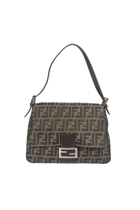 Pre-Owned FENDI Mamma Bucket Handbag, Canvas and Leather, Brown, Women's