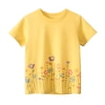 thumbnail image 2 of LYMAYTER Toddler Kids Girls Short Sleeve T-Shirt for 1-8 Years Old Crewneck Flower Tees Shirts Baby Summer 100% Organic Cotton T-Shirt Blouse, 2 of 9