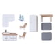 thumbnail image 2 of 2 juegos de muebles de casa de muñecas de madera, modelo de accesorios de simulación, bricolaje, hechos a mano Sala de estar y cocina, 2 of 9