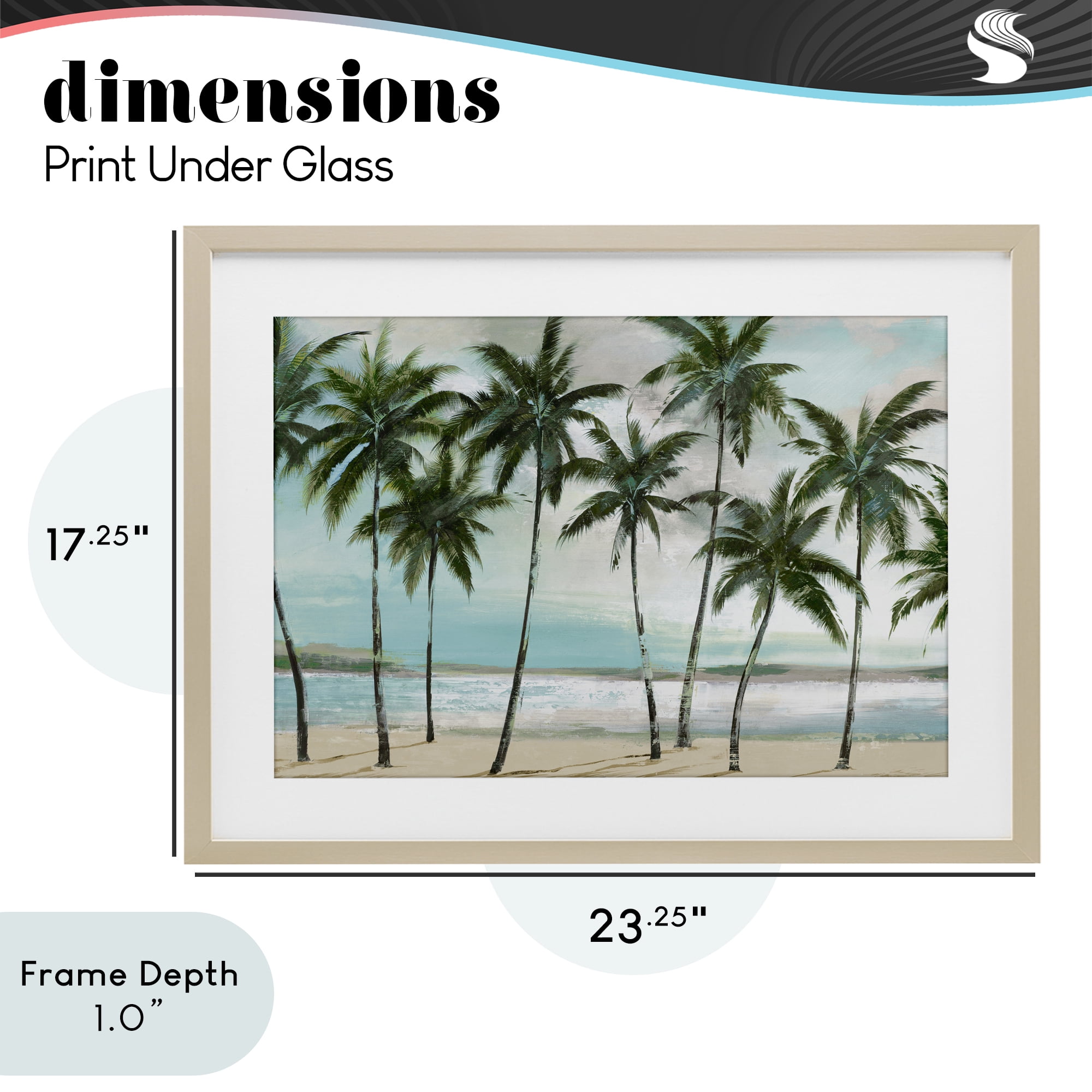 Stupell Industries Palms in A Row Coastal Birch Framed Print Under Glass, design by Lorenzo Collective