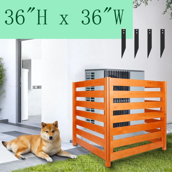 36'' H X 36" W Air Conditioner Fence with Metal Stakes, 3-Panel No Dig Privacy Fence, Outdoor Wood Privacy Screens, Pool Equipment Enclosure for Outside Pool Area