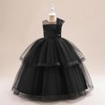 thumbnail image 2 of ZHOGXU Kids Elegant Girls Sleeveless Color Block One Shoulder Lace Layered Tulle Ball Gown Princess Dress Nice For Party And Dance, 2 of 8