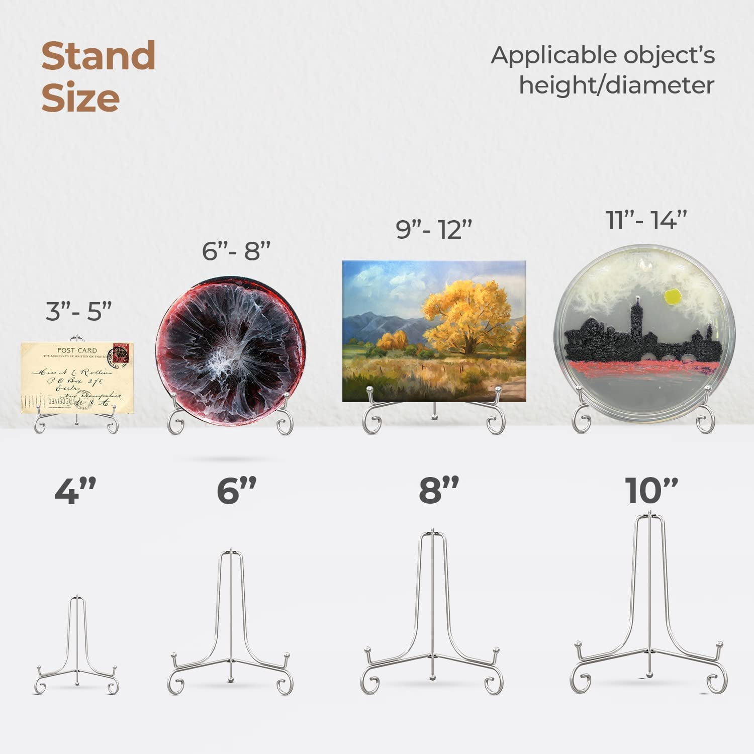 Plate Stands for Display - 6 Inch Holder + Metal Easel Stand for Picture Frame, Decorative Plates, Photo, Book, Collectibles (2 Pack)