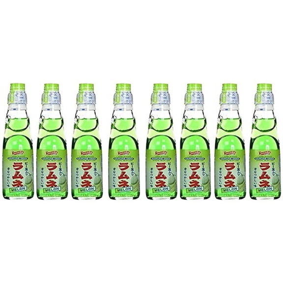 Shirakiku RAMUNE Japanese Soft Drink, 8 Bottles, 6.76 Fl Oz Each - (Original, Strawberry, Blueberry, Grape, Lychee, Melon, Orange, Yuzu)