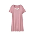 thumbnail image 2 of Women's Soft Short Sleeve Nightgown Crew Neck Stretchy Comfortable Loose Midi Bedroom Loungewear Dress L, 2 of 5