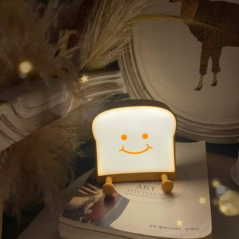 Cute Toast Night Light Dimmable LED Toaster Night Lamp Rechargeable Cordless  Nursery Night Light For Kids Cute Bedroom Bedside