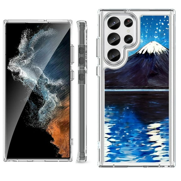 Shockproof Bumper Phone Case for Samsung Galaxy S23 Ultra 5G, by OneToughShield ® - Starry Night Fuji