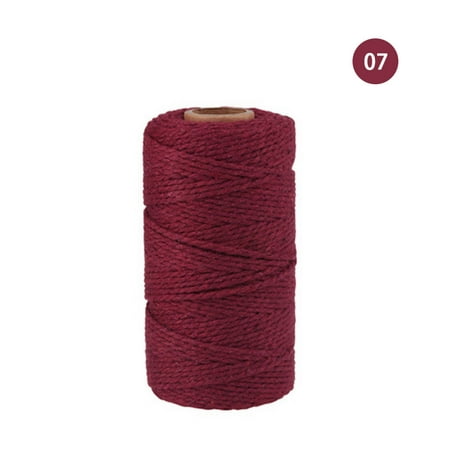 

Cotton Cord Rope Crafts Macrame Artisan String Solid Color Cotton Yarn Rope Home Textiles 91.5m Wine Red