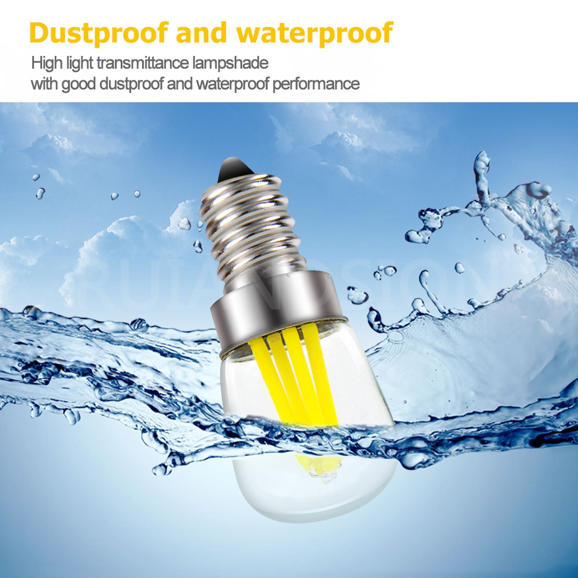 Ruiandsion E12 LED Bulb White 4 Filament 400LM 2W AC 110V IP65 Waterproof for Chandelier Marine Garden Light,(pack of 10)