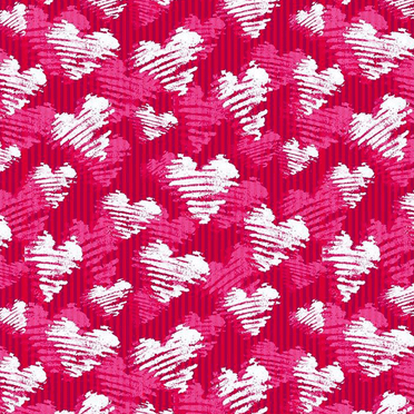 FREE SHIPPING!!! Scribble Hearts Design Printed on 100% Cotton Quilting Fabric for DIY Projects by the Yard (Pink, Red, White)