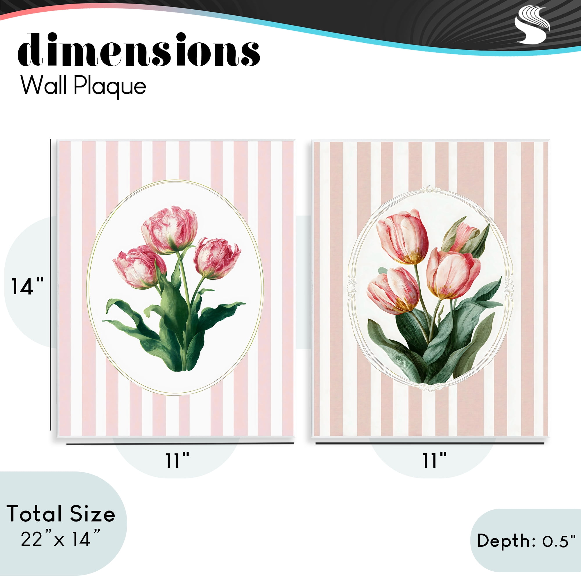 Stupell Industries Blush Tulips on Stripes 2 Piece Wall Plaque Art Set, design by Ink Drop Loft