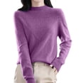 thumbnail image 1 of Breezora Chandail Col Roulé Semi-Confortable pour Femmes Manches Longues Coupe Ample pour Automne Hiver Confort Taille TTG Violet Foncé, 1 of 5