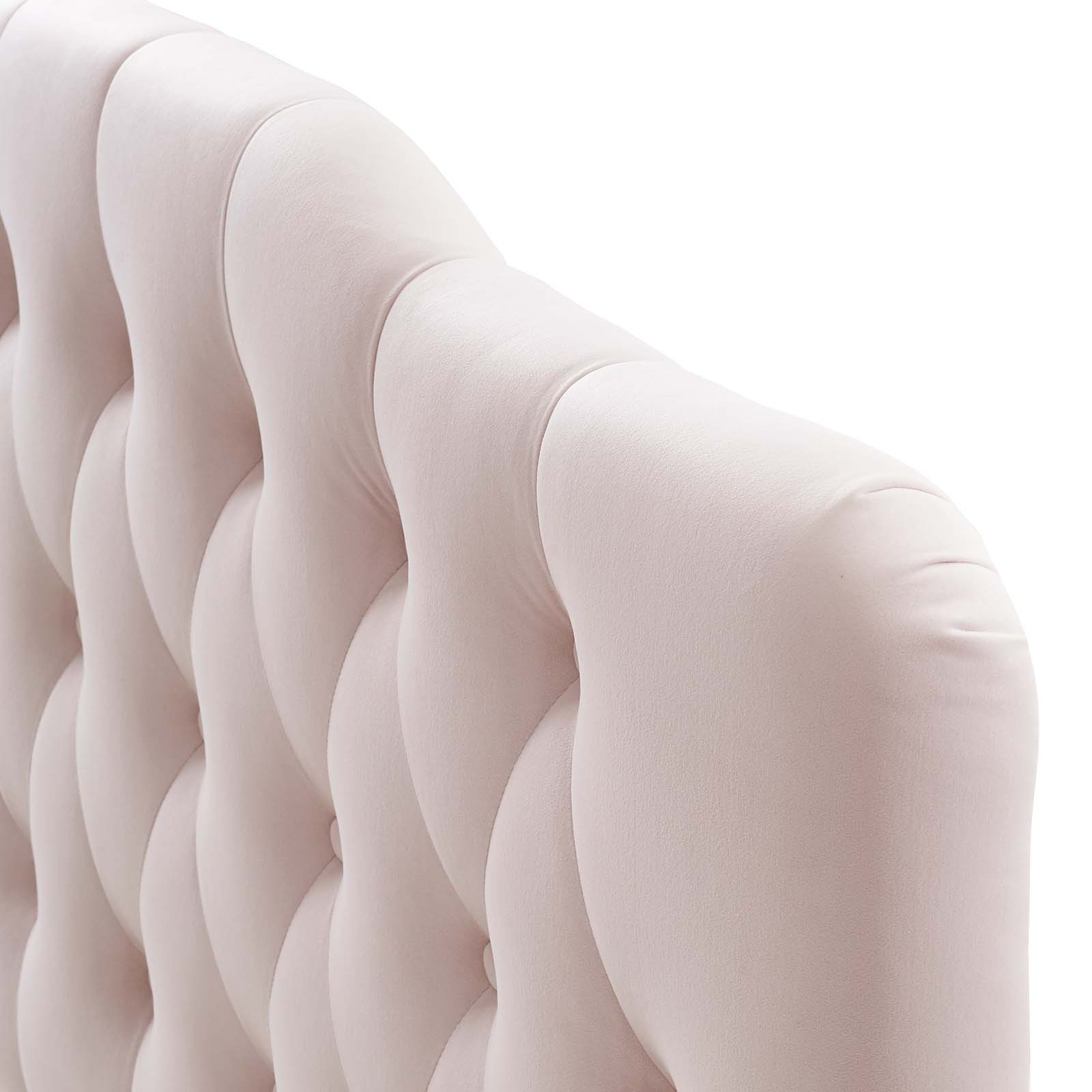 Contemporary Modern Urban Designer Bedroom Queen Size Tufted Headboard, Velvet Fabric, Pink